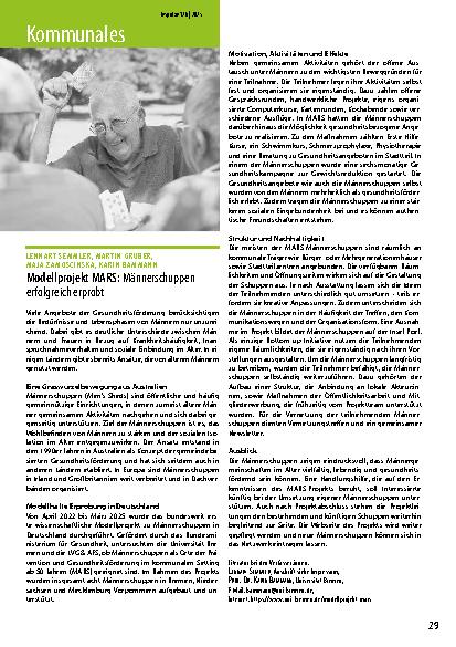 Vorschauseite 1: Modellprojekt MARS: Männerschuppen erfolgreich erprobt