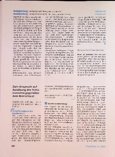 Vorschauseite 1: Zum Anspruch auf Ausübung des Initiativrechts gegenüber dem Betriebsrat