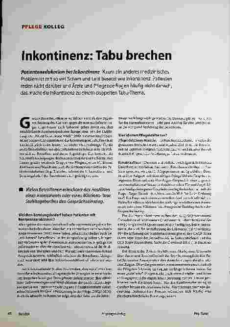 Vorschauseite 1: Inkontinenz: Tabu brechen