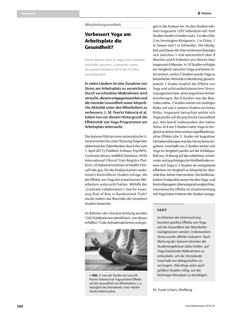 Vorschauseite 1: Verbessert Yoga am Arbeitsplatz die Gesundheit?