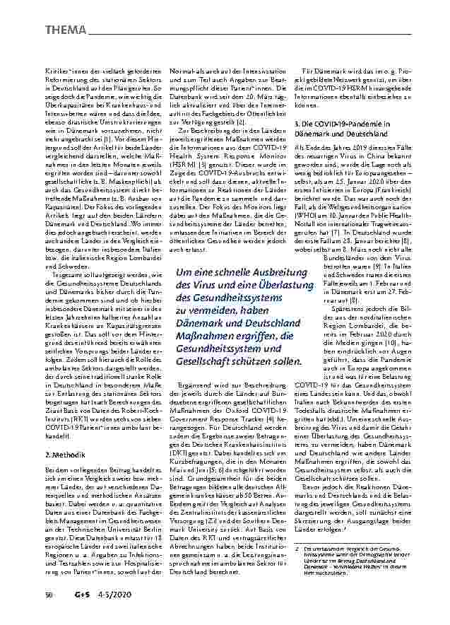 Vorschauseite 2: COVID-19 als Stresstest für das Gesundheitssystem: Eine Bestandsaufnahme der Situation in Dänemark und Deutschland*