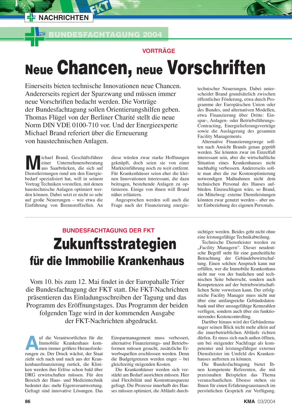 Vorschauseite 1: Neue Chancen, neue Vorschriften