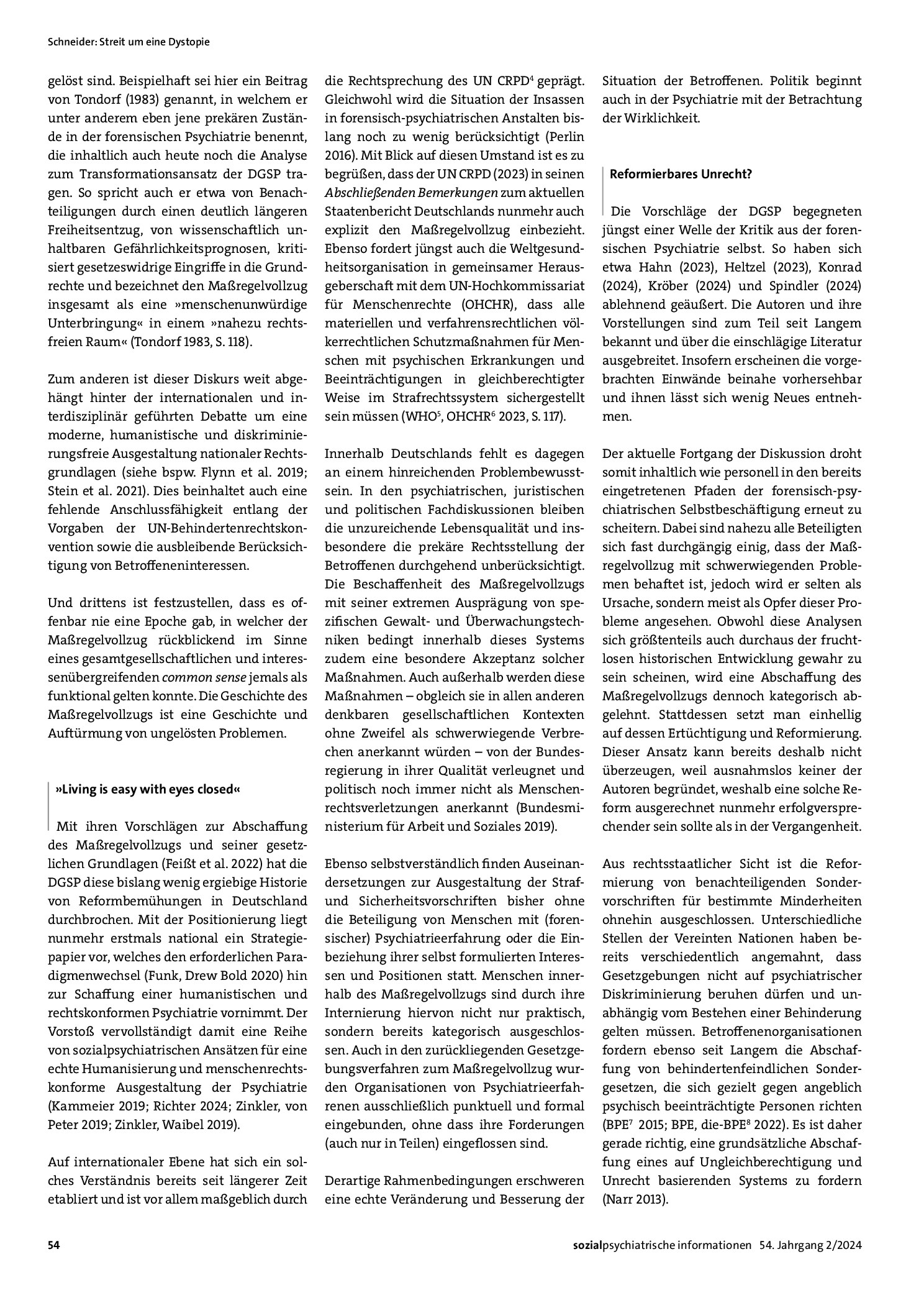 Vorschauseite 2: Streit um eine Dystopie: Einspruch von Psychiatrieerfahrenen in die aktuelle Debatte zur Abschaffung des Maßregelvollzugs