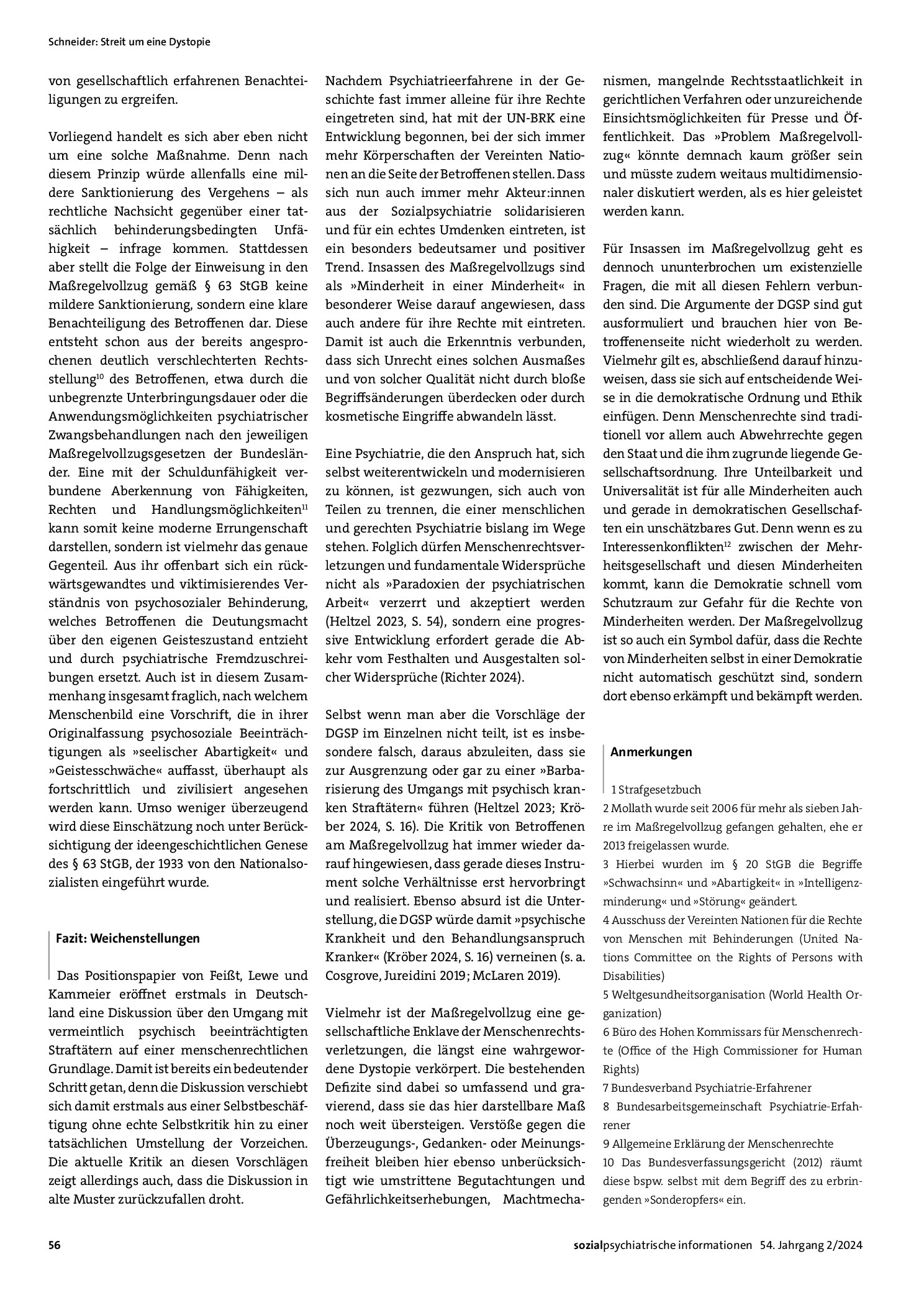 Vorschauseite 4: Streit um eine Dystopie: Einspruch von Psychiatrieerfahrenen in die aktuelle Debatte zur Abschaffung des Maßregelvollzugs