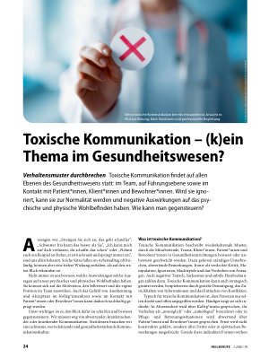 Vorschauseite 1: Toxische Kommunikation – (k)ein Thema im Gesundheitswesen?