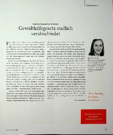 Vorschauseite 1: Gewalthilfegesetz endlich verabschiedet