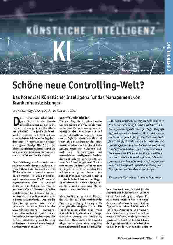 Vorschauseite 1: Schöne neue Controlling-Welt? Das Potenzial Künstlicher Intelligenz für das Management von Krankenhausleistungen