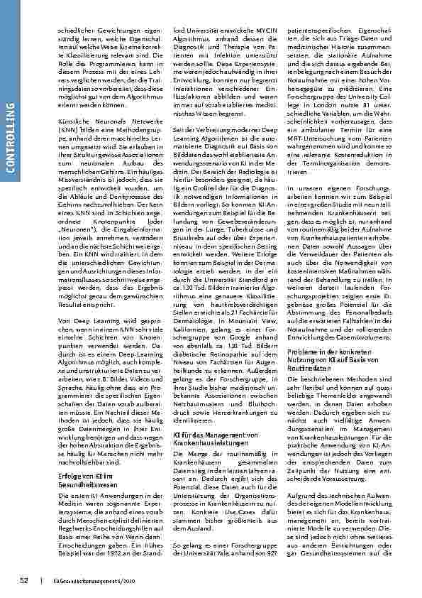 Vorschauseite 2: Schöne neue Controlling-Welt? Das Potenzial Künstlicher Intelligenz für das Management von Krankenhausleistungen
