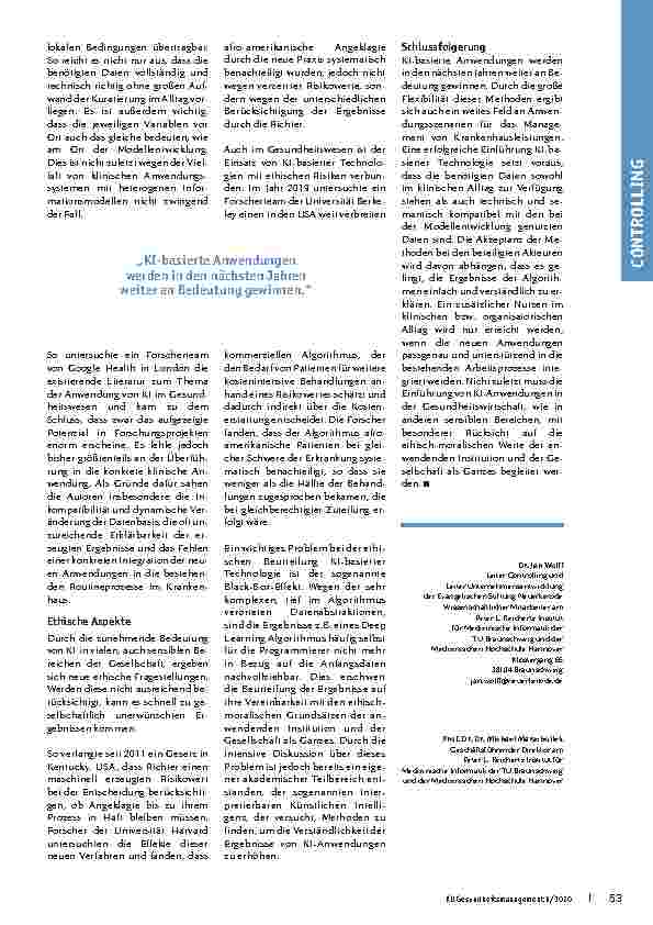 Vorschauseite 3: Schöne neue Controlling-Welt? Das Potenzial Künstlicher Intelligenz für das Management von Krankenhausleistungen