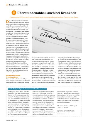 Vorschauseite 1: Überstundenabbau auch bei Krankheit