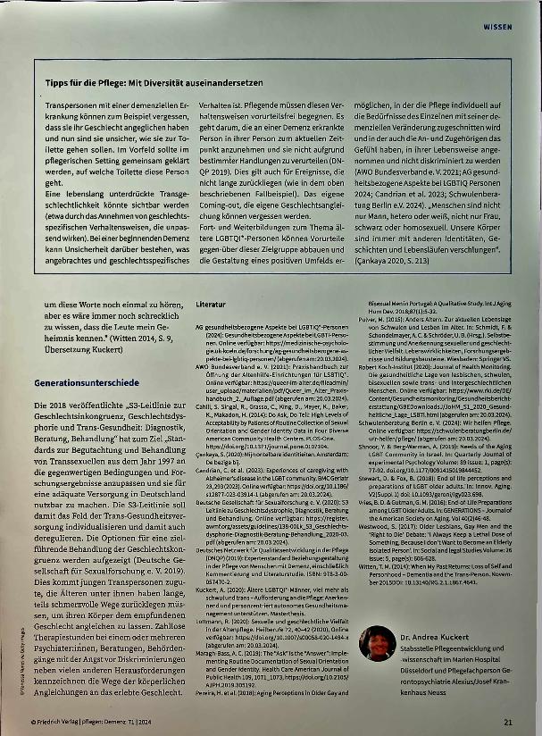 Vorschauseite 6: „Bevor man es weiß, kann man dement sein“ LGBTQI* im Kontext einer demenziellen Erkrankung
