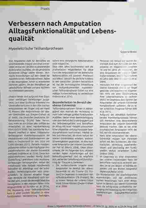 Vorschauseite 1: Verbessern nach Amputation Alltagsfunktionalität und Lebensqualität Myoelektrische Teilhandprothesen