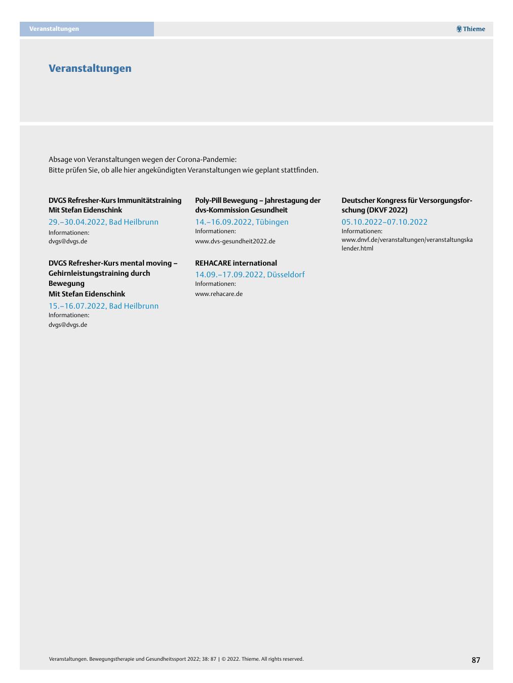 Vorschauseite 1: Veranstaltungen