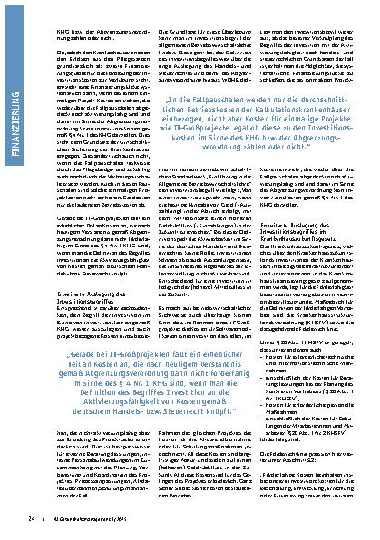 Vorschauseite 2: Finanzierung in Zeiten der Digitalisierung Ist die Definition der Investitionskosten gemäß Abgrenzungsverordnung noch zeitgemäß?