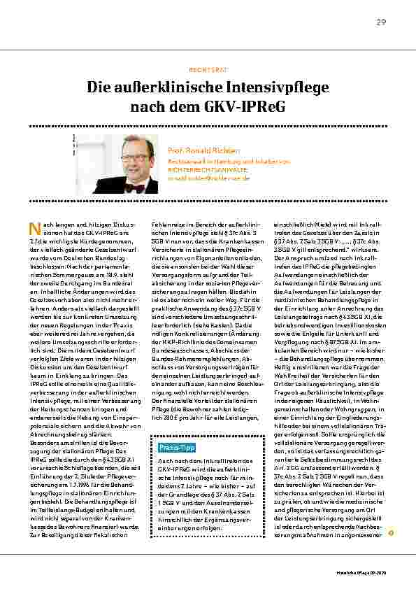 Vorschauseite 1: Die außerklinische Intensivpflege nach dem GKV-IPReG