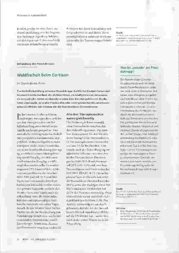 Vorschauseite 1: Wahlfreiheit beim Cortison