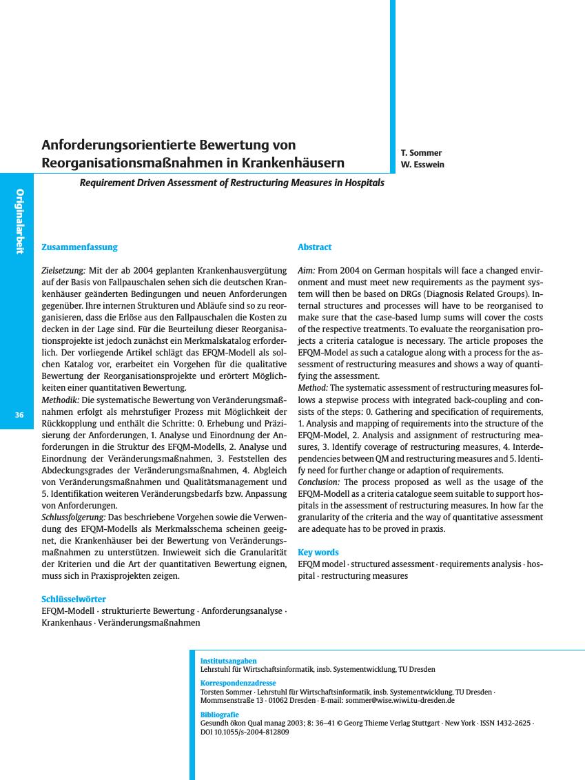 Vorschauseite 1: Anforderungsorientierte Bewertung von Reorganisationsmaßnahmen in Krankenhäusern
