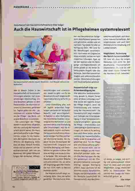 Vorschauseite 1: Auch die Hauswirtschaft ist in Pflegeheimen systemrelevant.