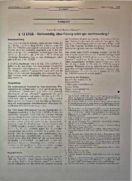Vorschauseite 1: §12 LFGB - Notwendig, überflüssig oder gar rechtswidrig?