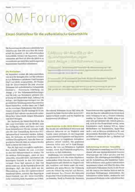 Vorschauseite 1: Einzelstatistiken für die außerklinische Geburtshilfe