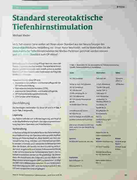 Vorschauseite 1: Standard stereotaktische Tiefenhirnstimulation