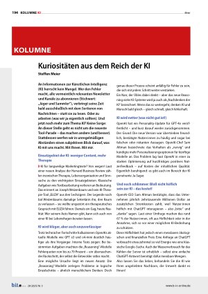 Vorschauseite 1: Kuriositäten aus dem Reich der KI