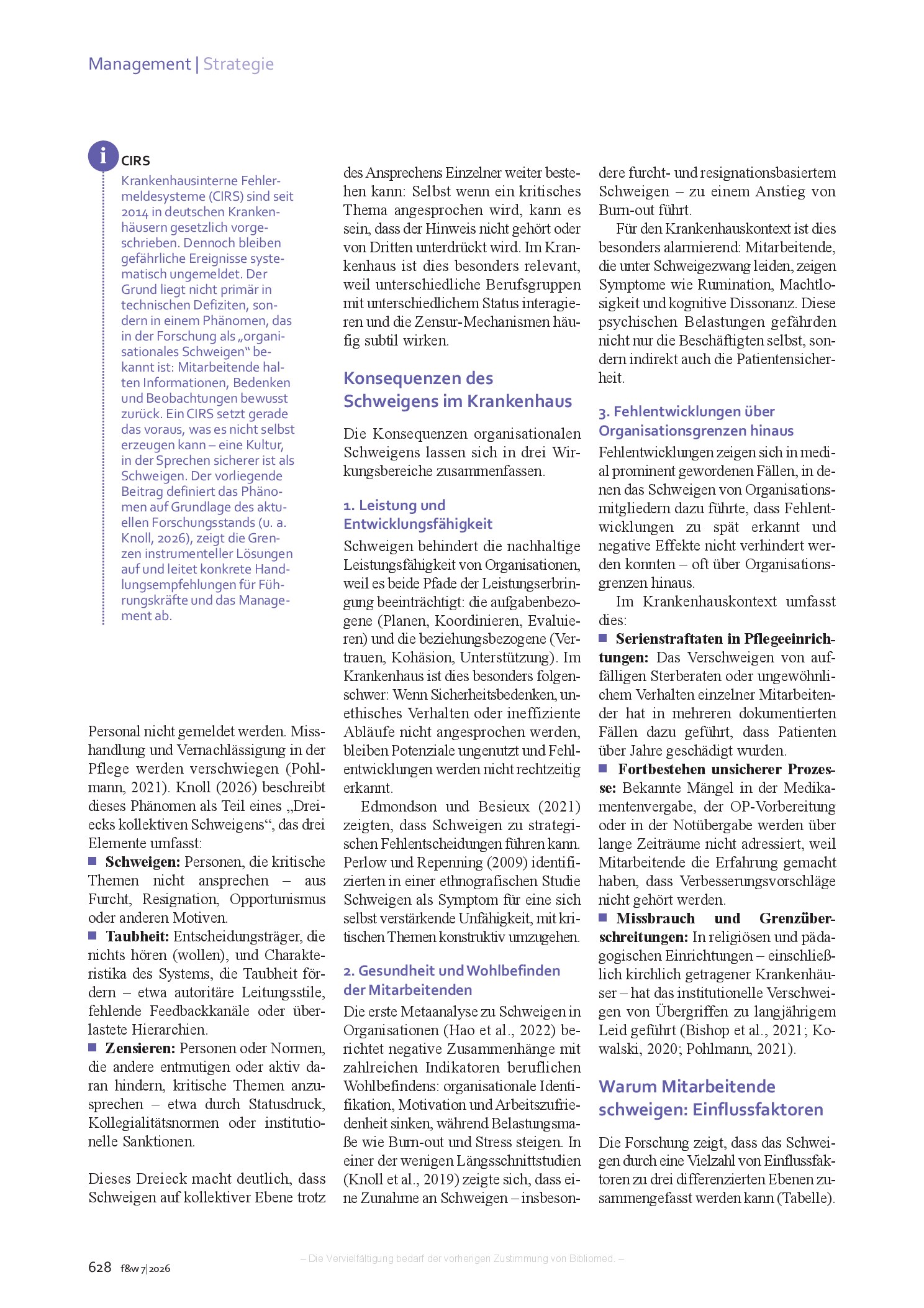 Vorschauseite 3: Risikomanagement: Schweigen im Krankenhaus