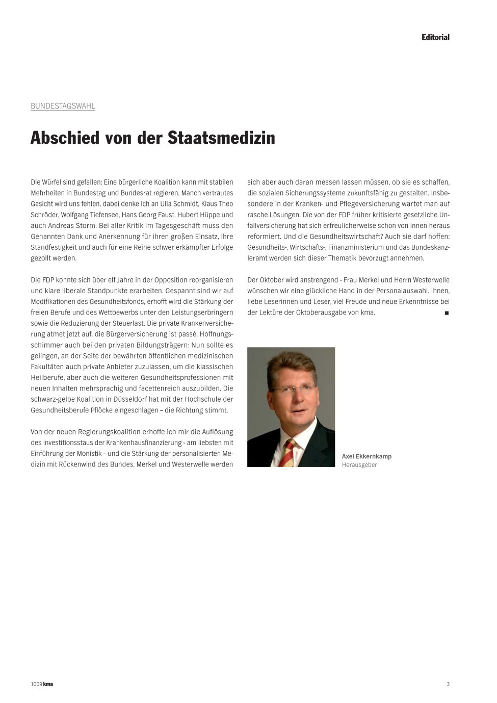 Vorschauseite 1: Abschied von der Staatsmedizin