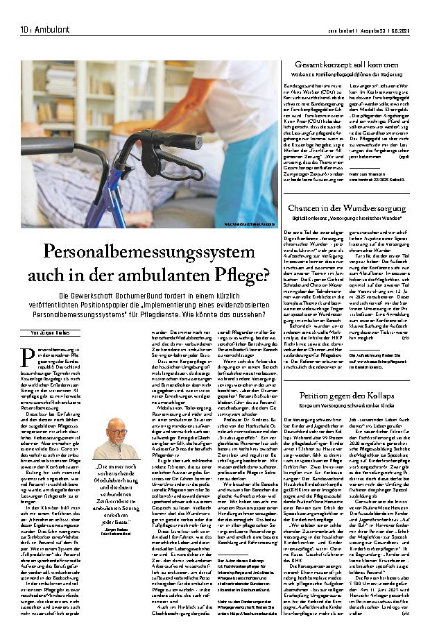 Vorschauseite 1: Personalbemessungssystem auch in der ambulanten Pflege?