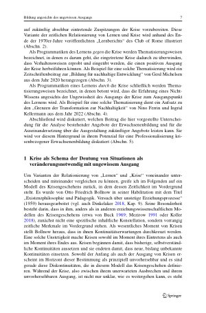 Vorschauseite 3: Bildung angesichts des ungewissen Ausgangs Lernen für, gegen oder durch die Krise?