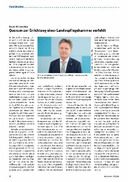 Vorschauseite 1: Quorum zur Errichtung einer Landespflegekammer verfehlt