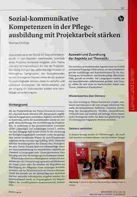 Vorschauseite 1: Sozial-kommunikative Kompetenzen in der Pflegeausbildung mit Projektarbeit stärken