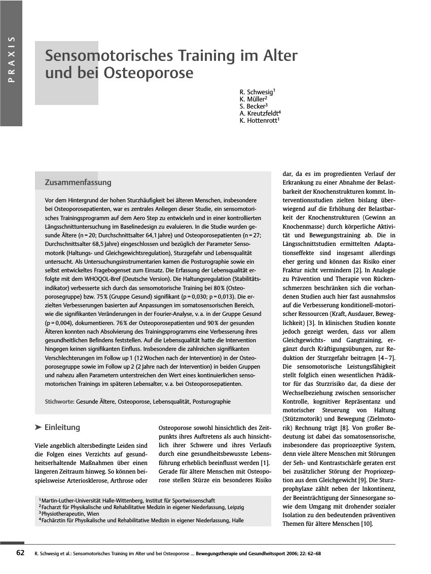 Vorschauseite 1: Sensomotorisches Training im Alter und bei Osteoporose