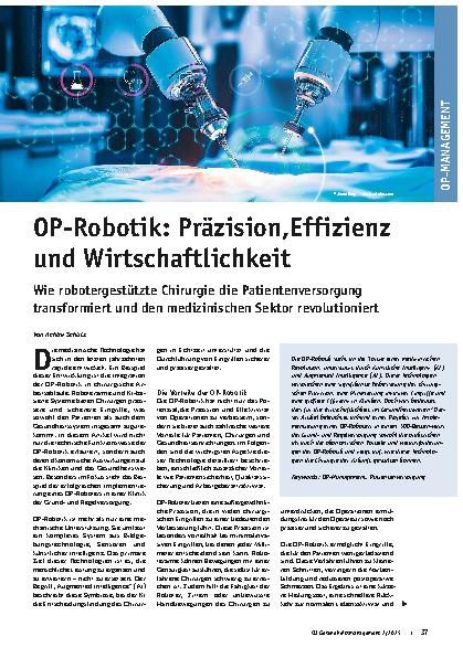 Vorschauseite 1: OP-Robotik: Präzision, Effizienz und Wirtschaftlichkeit