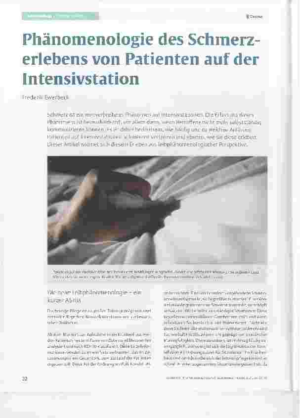 Vorschauseite 1: Phänomenologie des Schmerzerlebens von Patienten auf der Intensivstation