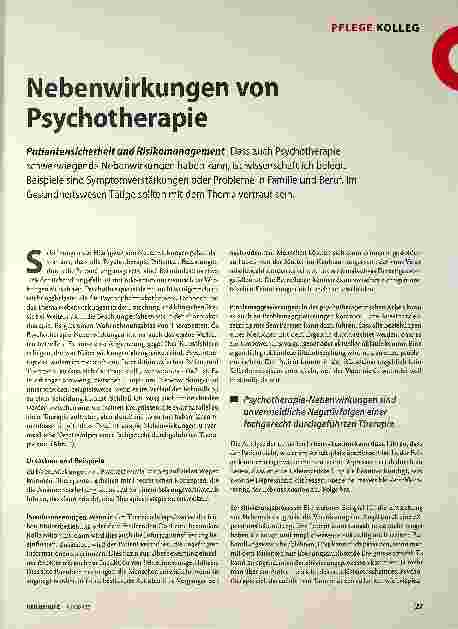 Vorschauseite 1: Nebenwirkungen von Psychotherapie
