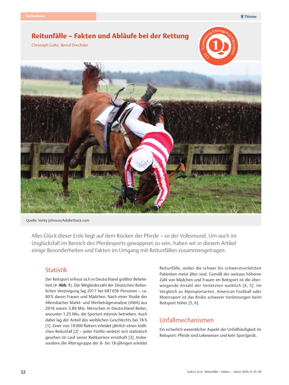 Vorschauseite 1: Reitunfälle - Fakten und Abläufe bei der Rettung
