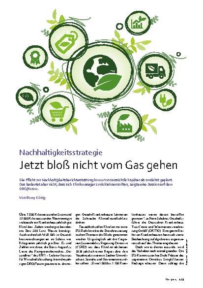 Vorschauseite 1: Nachhaltigkeitsstrategie Jetzt bloß nicht vom Gas gehen