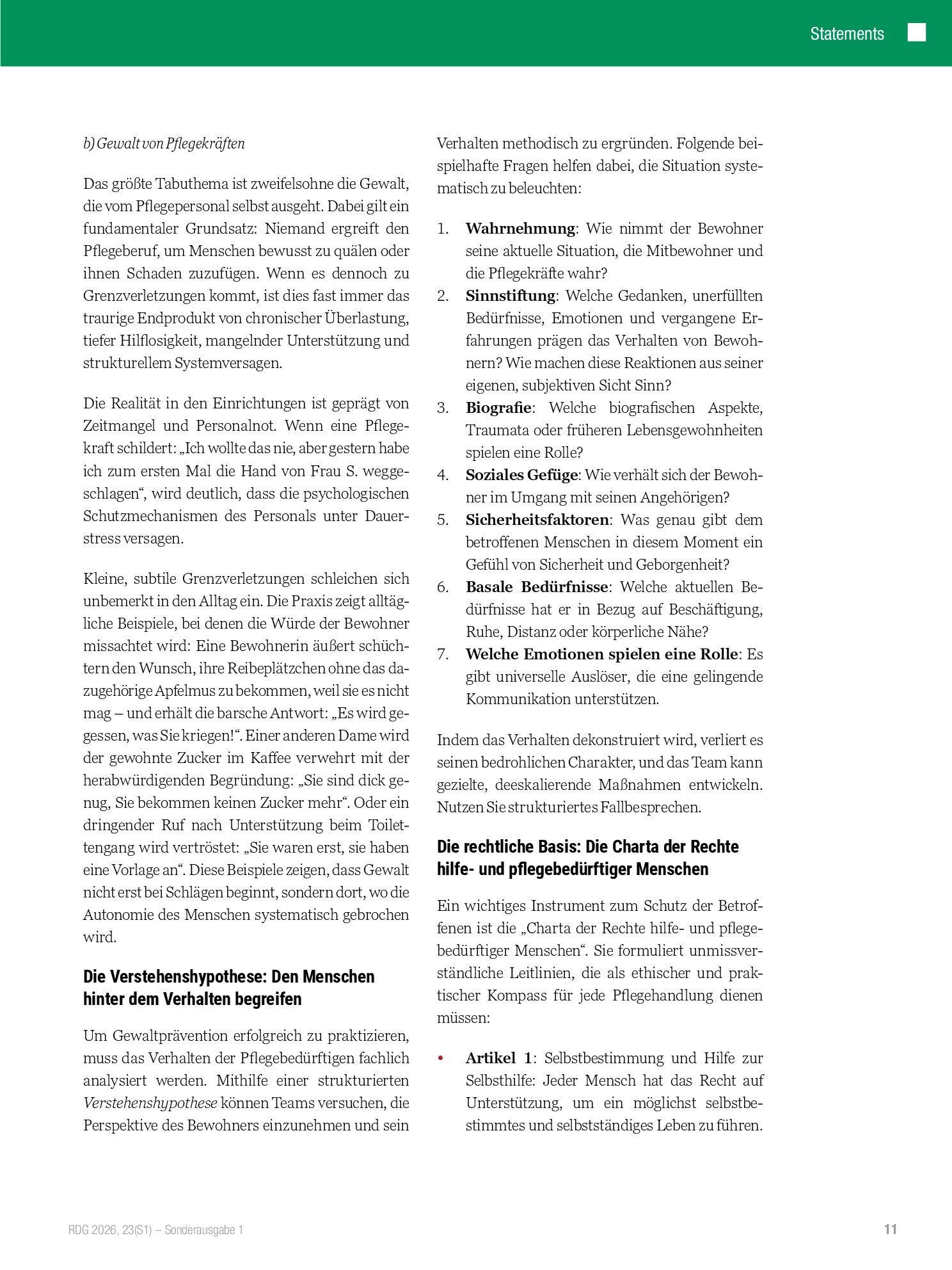 Vorschauseite 4: Gewalt von und gegen Pflegekräfte – was tun? Wenn Pflege zur Grenzerfahrung wird