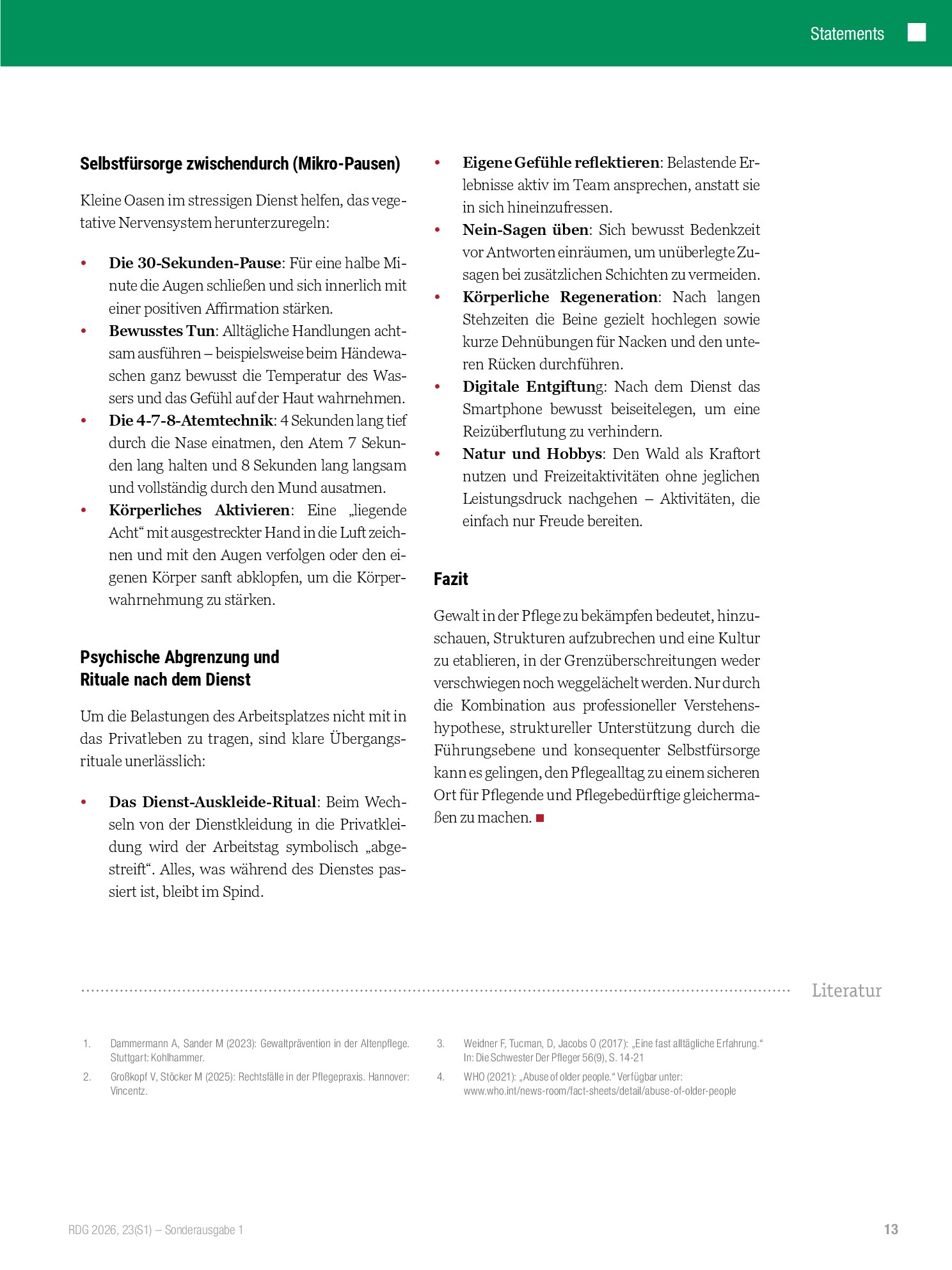 Vorschauseite 6: Gewalt von und gegen Pflegekräfte – was tun? Wenn Pflege zur Grenzerfahrung wird