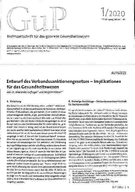 Vorschauseite 1: Entwurf des Verbandssanktionengesetzes - Implikationen für das Gesundheitswesen