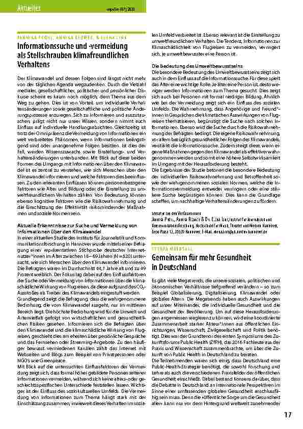 Vorschauseite 1: Informationssuche und -vermeidung als Stellschrauben klimafreundlichen Verhaltens