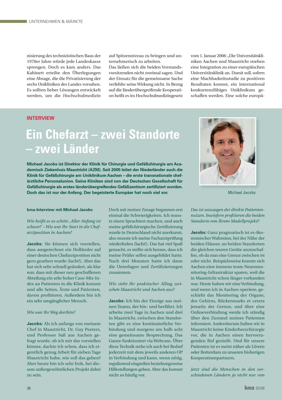 Vorschauseite 1: Ein Chefarzt – zwei Standorte – zwei Länder