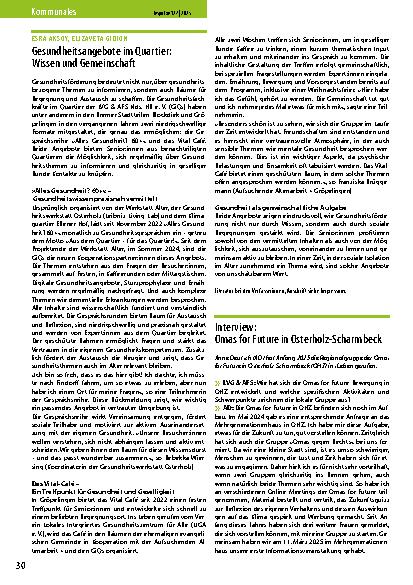 Vorschauseite 1: Gesundheitsangebote im Quartier: Wissen und Gemeinschaft