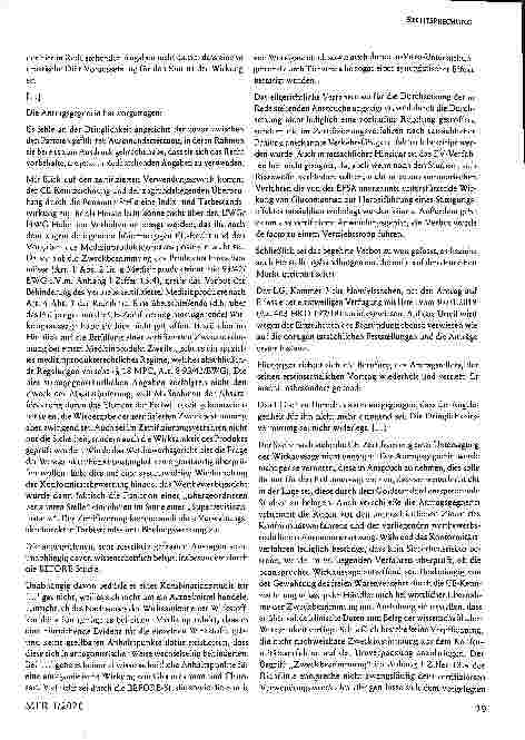 Vorschauseite 2: Bedeutung der CE-Zertifizierung im Wettbewerbsprozess §§ 1, 3, 17 HWG, §§ 3, 6, 18, 37 MPG, §§ 3, 3a, 8, 12 UWG, Art. 1, 4, 8, 11, 13, 17, 18, Anh. I, II RL 93/42/EWG