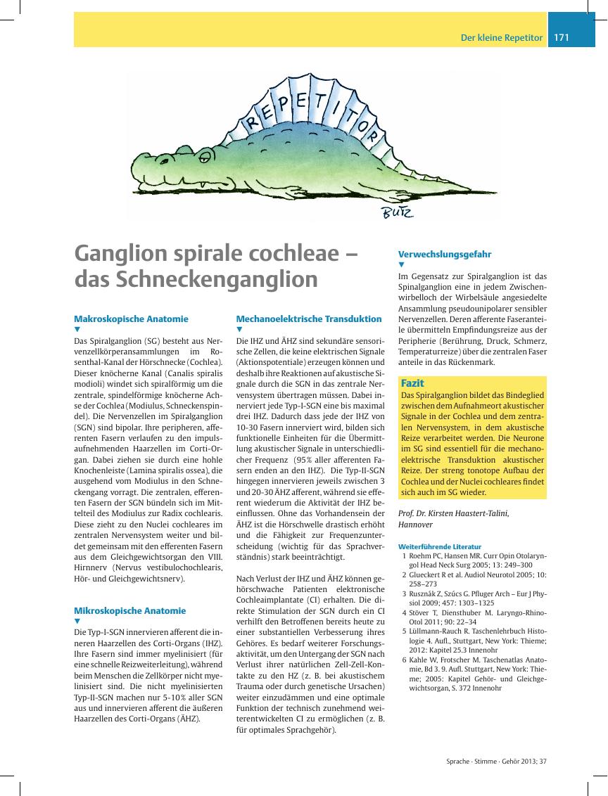 Vorschauseite 1: Ganglion spirale cochleae ? das Schneckenganglion