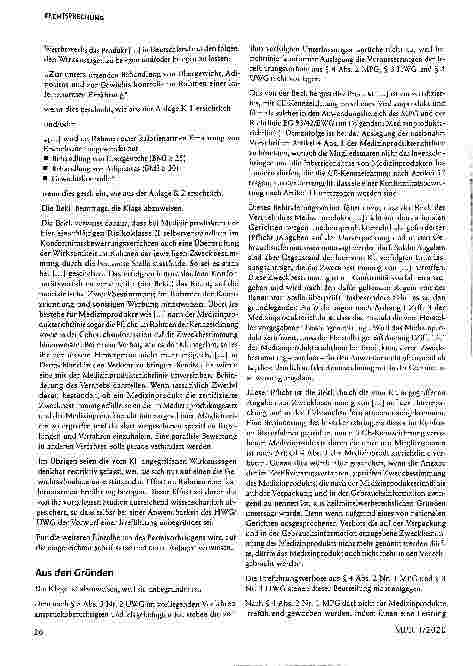 Vorschauseite 2: Bedeutung der CE-Zertifizierung im Wettbewerbsprozess § 4 Abs. 2 MPG, § 3 HWG, § 5 UWG, § 28 AEUV, Art. 4, 11, 17, Anh. I RL 93/42/EWG