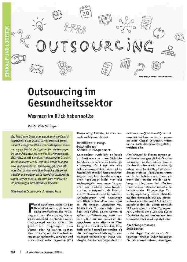 Vorschauseite 1: Outsourcing im Gesundheitssektor: Was man im Blick haben sollte