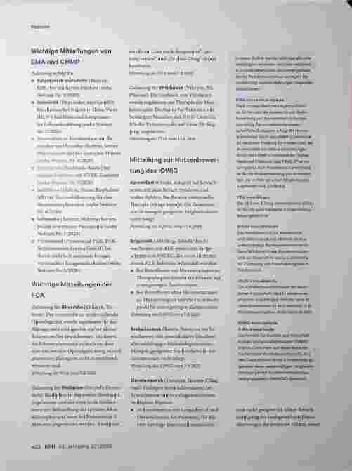 Vorschauseite 1: Wichtige Mitteilungen von EMA und CHMP