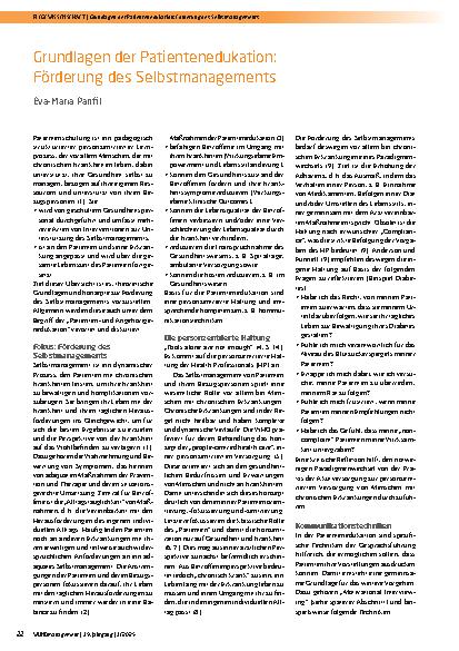 Vorschauseite 1: Grundlagen der Patientenedukation: Förderung des Selbstmanagements